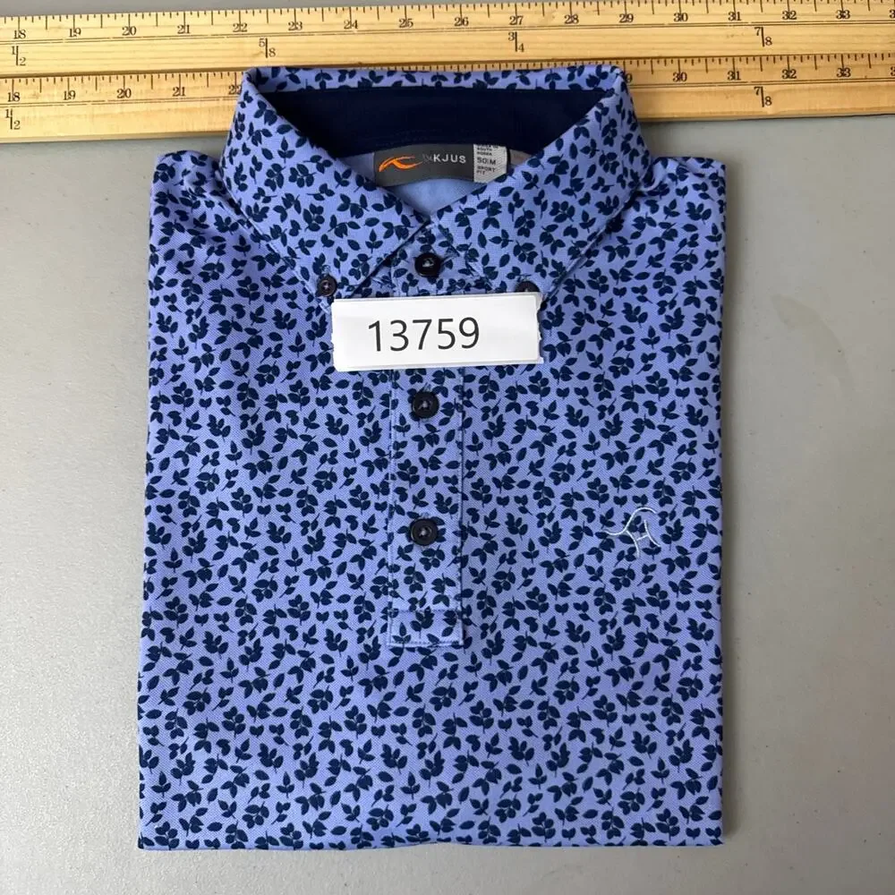 KJUS Lance Printed Polo Men’s Medium 50 Blue Floral UPF 30 Golf K00741